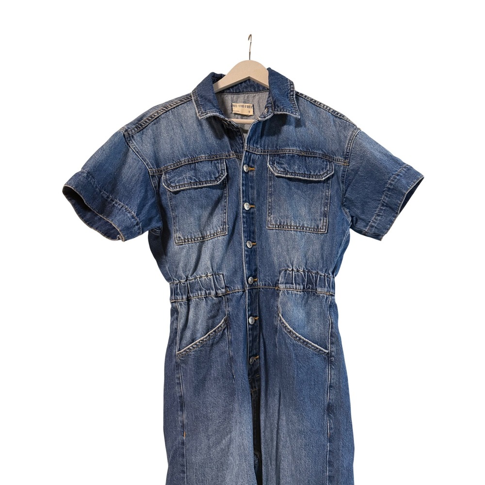 Free People We The Free Denim Marci Jumpsuit Size S OB1154494 - Picture 4 of 8